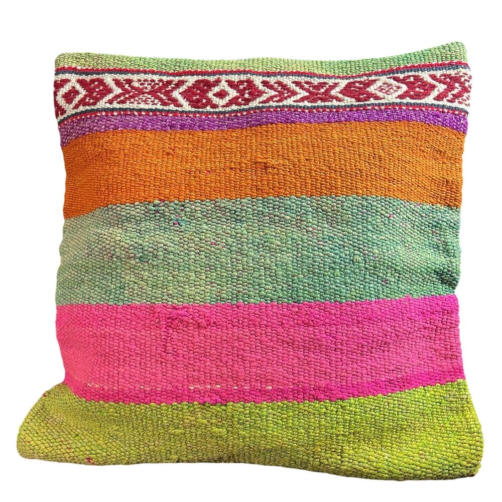 Handmade Peruvian Pillow Cover 17x17 Andean Woven Textile Colorful Boho